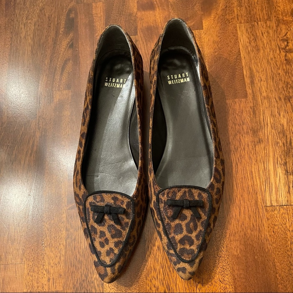 Stuart Weitzman Pointed Leopard Print Flats - image 1